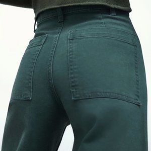 Zara Marine Straight Leg,  High Rise, Wide Leg Jeans - Dark Green